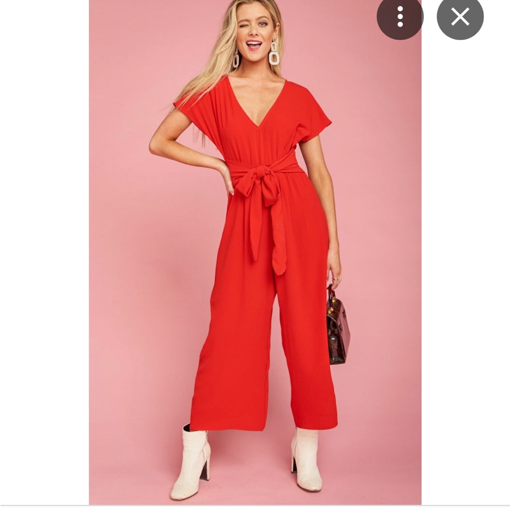 Show Me Your Mumu Alia Jumpsuit ~ Tango Red Crinkle